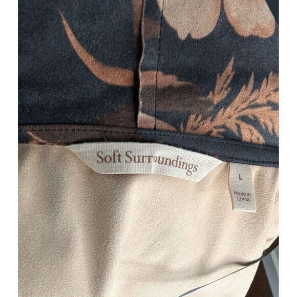 Soft Surroundings Shape Drape Faux Suede Jacket in Black and Brown Floral Multi - Picture 4 of 9